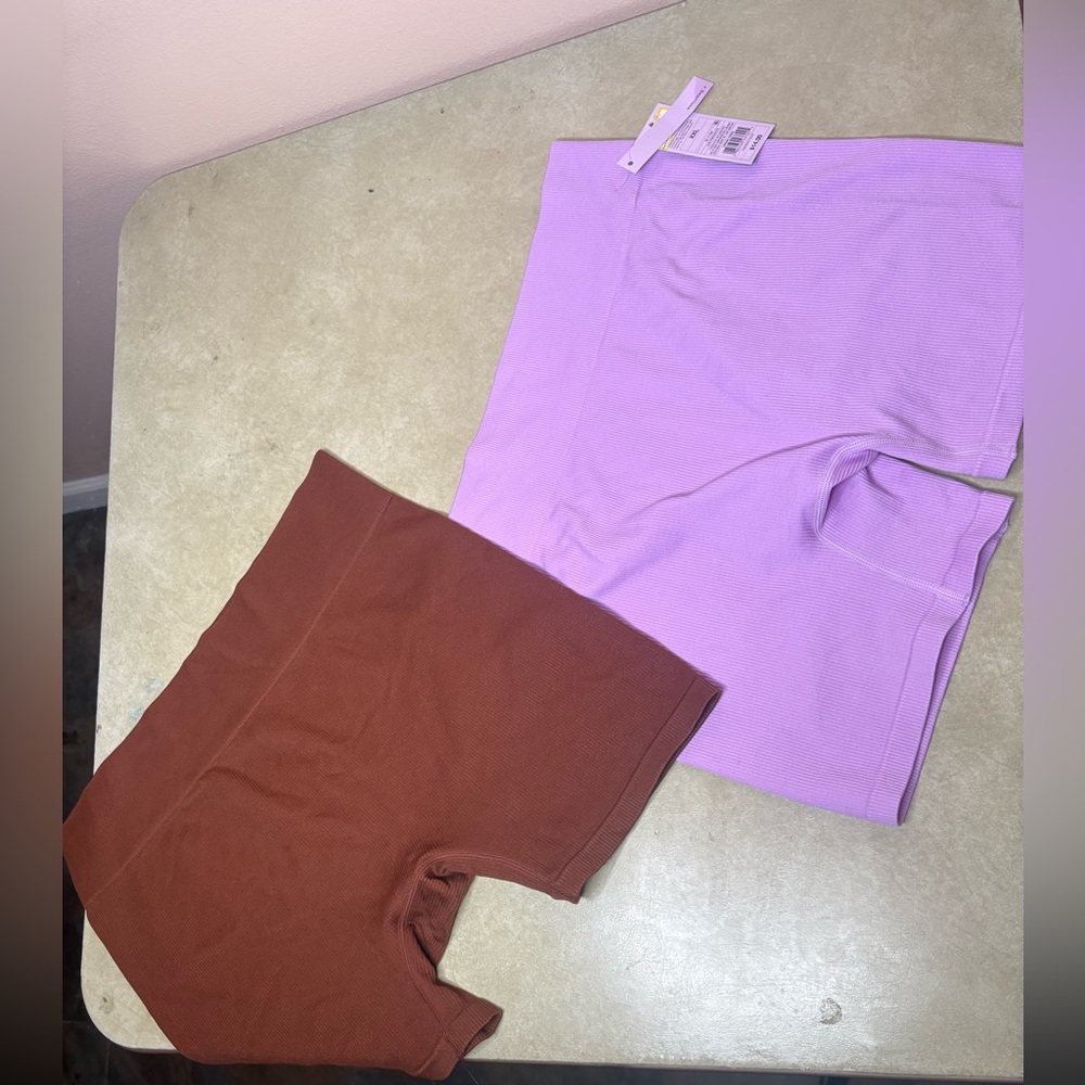 Purple and Brown Biker Shorts Set